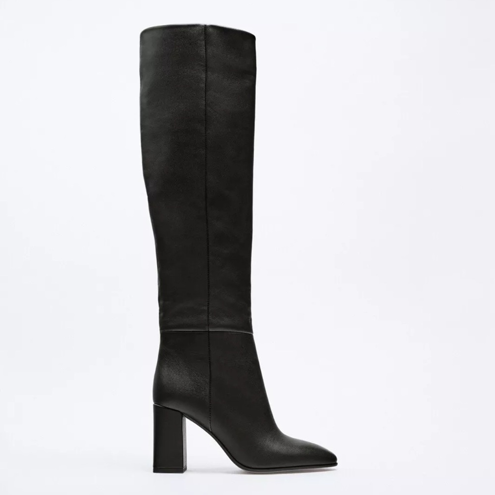 Zara Heeled Leather Knee High Boots 2001/910/040 size 36